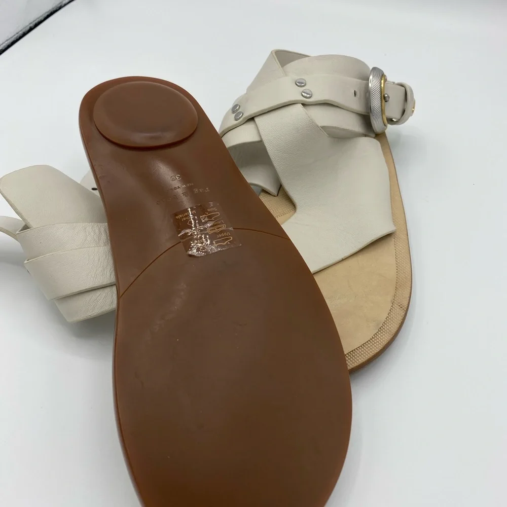 * NEW* Rag‎ & Bone Ventura White Leather Ankle Strap sandal. Sz 36 no box